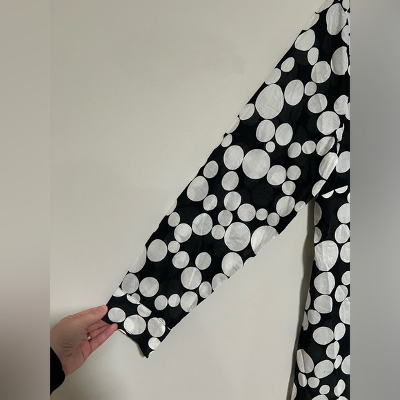 Talbots Plus Black White Long Sleeve Popover Top Size X Dots Lightweight Cotton - Picture 6 of 10